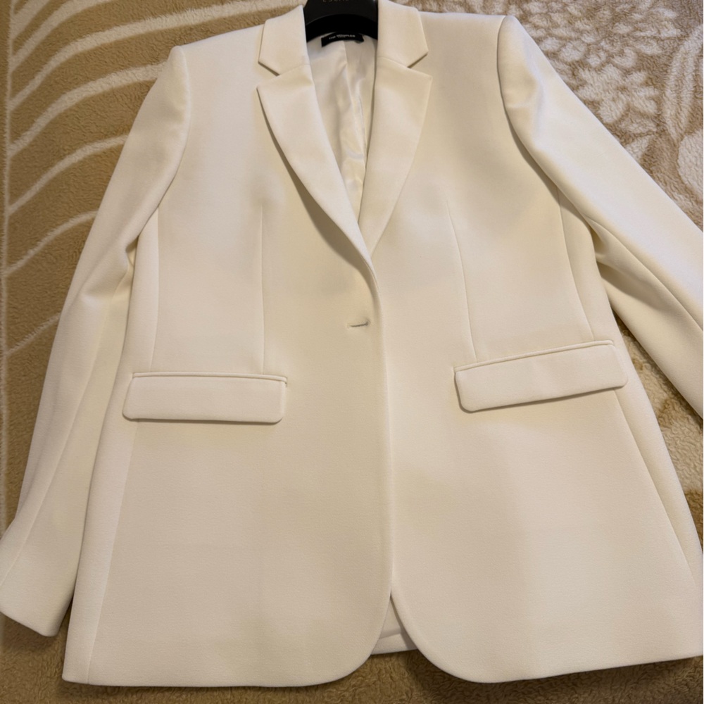 The Kooples Cream Textured Blazer with Notched Lapel